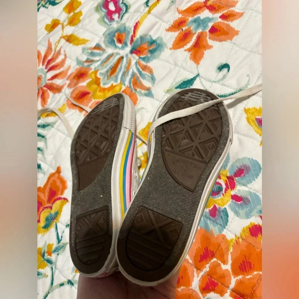 Converse All Star Ox Junior Girls Shoes Size 1 White Pink Chuck Taylor 668484F